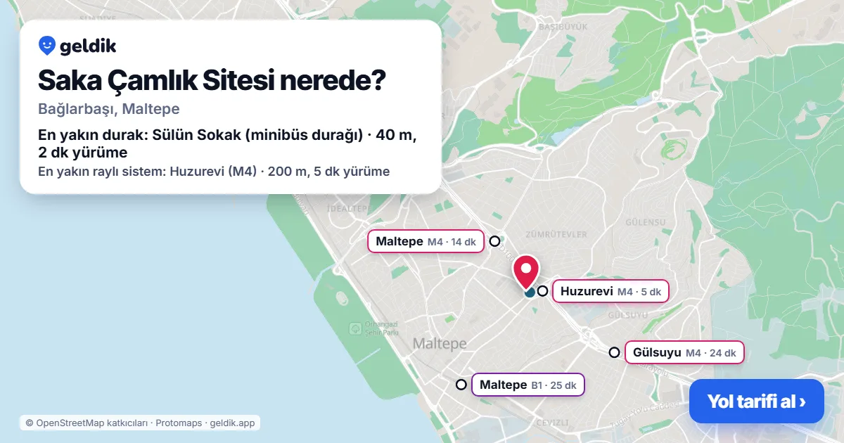Saka Çamlık Sitesi nerede: haritada konumu ve en yakın duraklar, yürüme süreleriyle