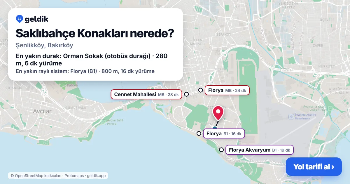 Saklıbahçe Konakları nerede: haritada konumu ve en yakın duraklar, yürüme süreleriyle
