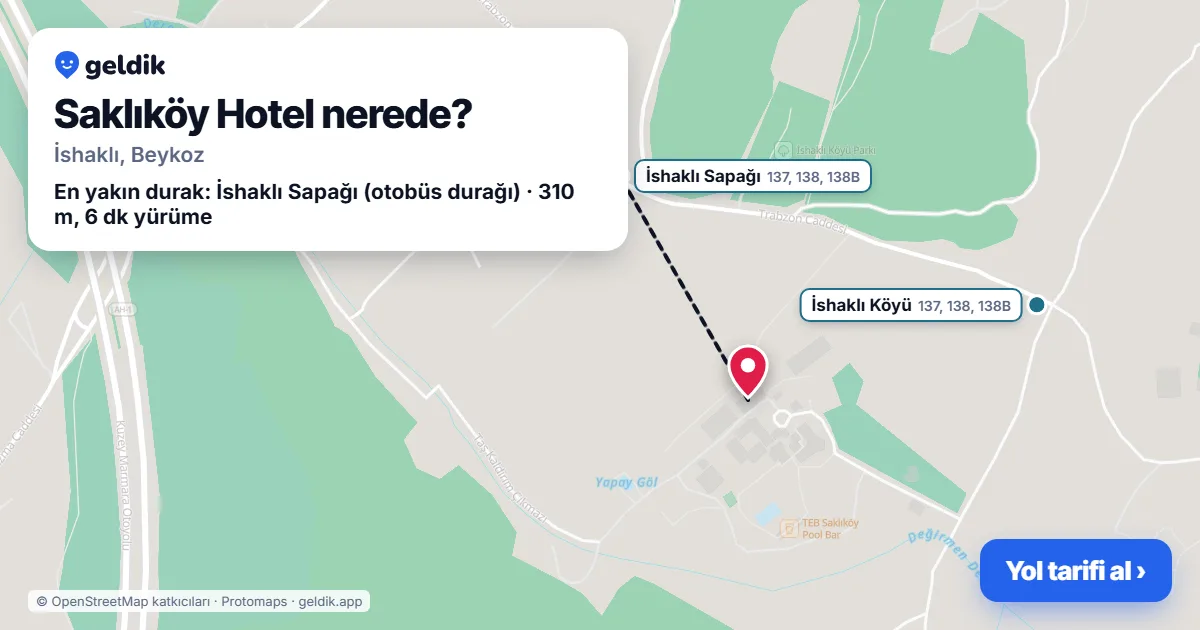 Where is Saklıköy Hotel: map with its location and the nearest stops, with walking times