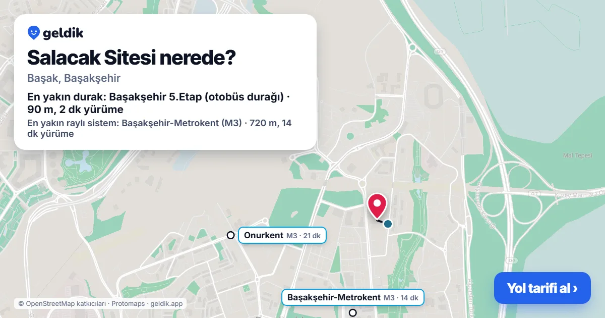 Where is Salacak Sitesi: map with its location and the nearest stops, with walking times