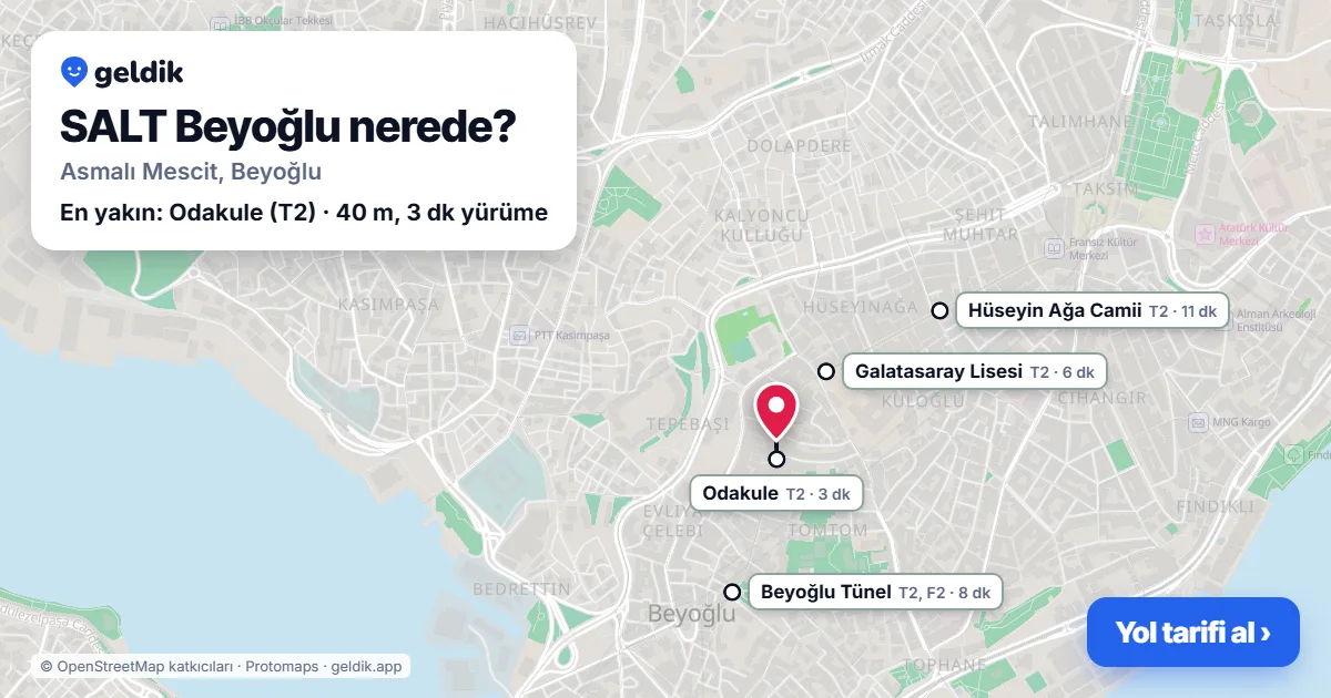 SALT Beyoğlu nerede: haritada konumu ve en yakın duraklar, yürüme süreleriyle