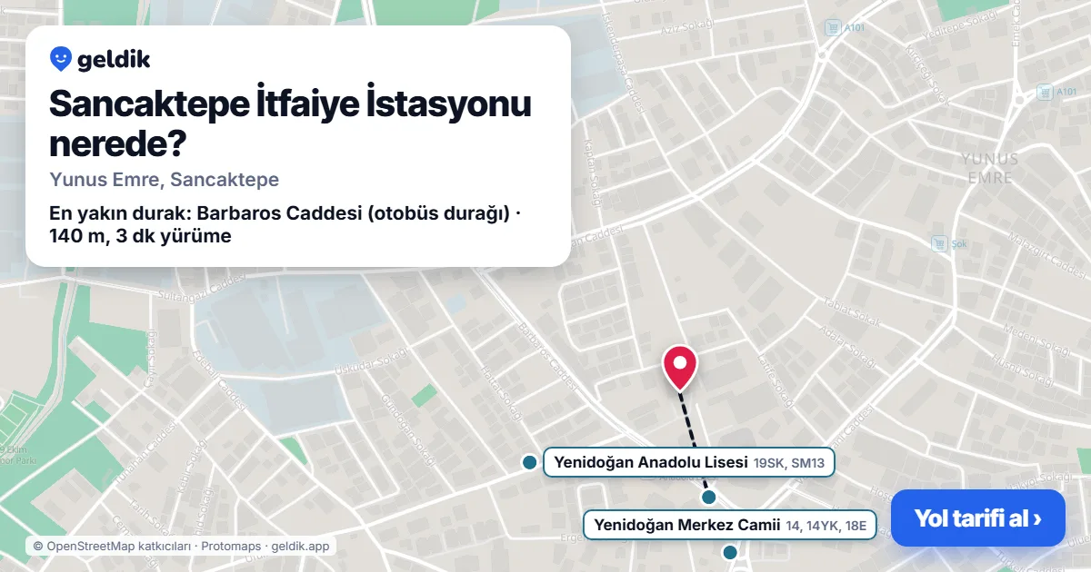 Sancaktepe İtfaiye İstasyonu nerede: haritada konumu ve en yakın duraklar, yürüme süreleriyle
