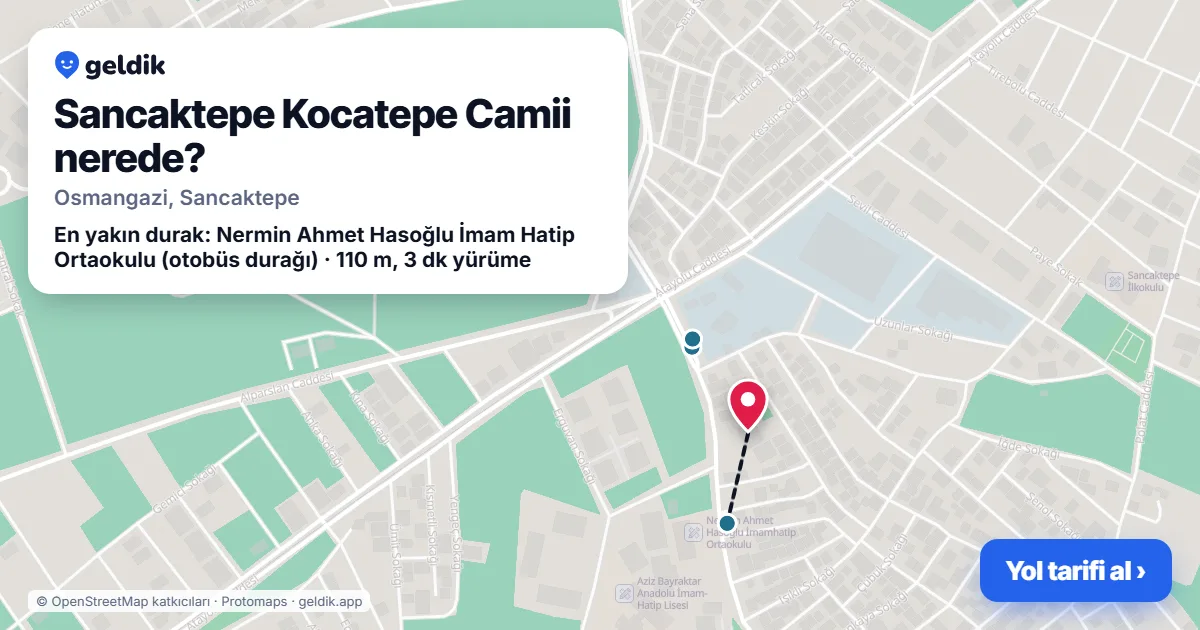 Sancaktepe Kocatepe Camii nerede: haritada konumu ve en yakın duraklar, yürüme süreleriyle