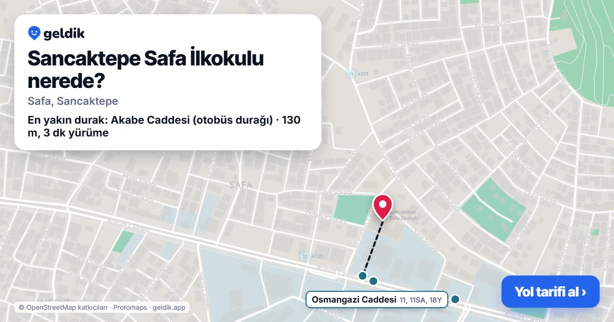 Where is Sancaktepe Safa İlkokulu: map with its location and the nearest stops, with walking times