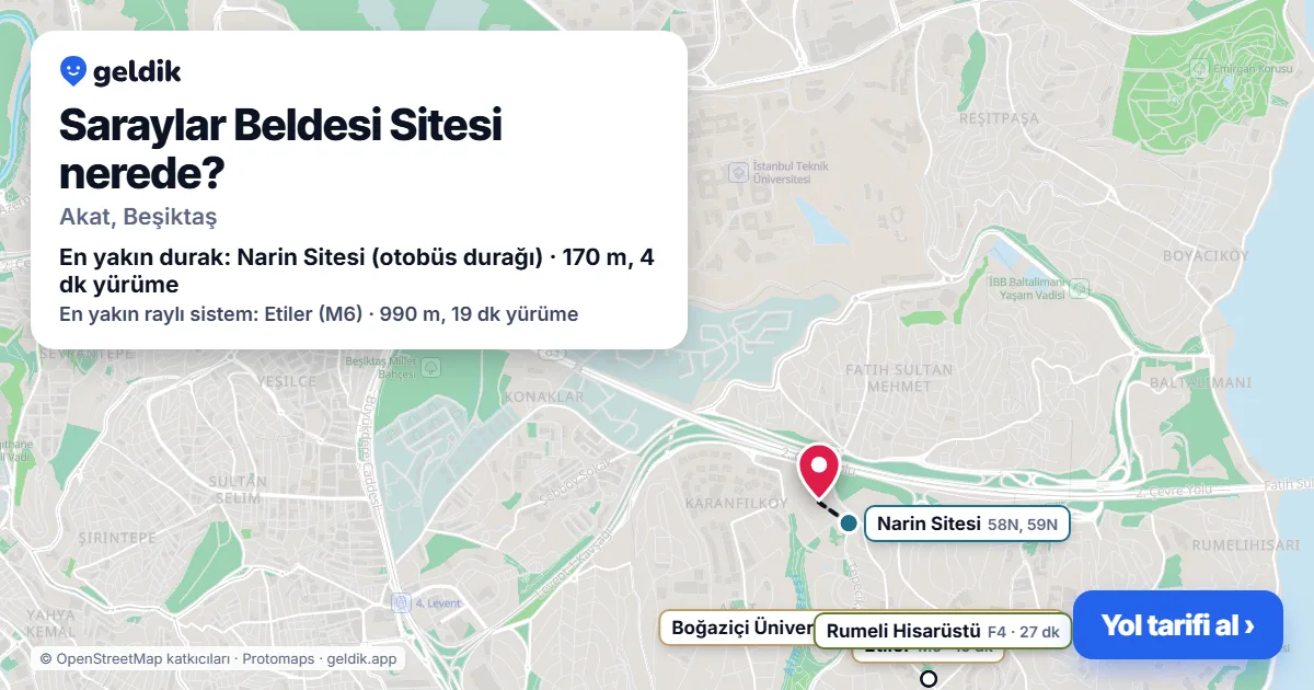 Saraylar Beldesi Sitesi nerede: haritada konumu ve en yakın duraklar, yürüme süreleriyle
