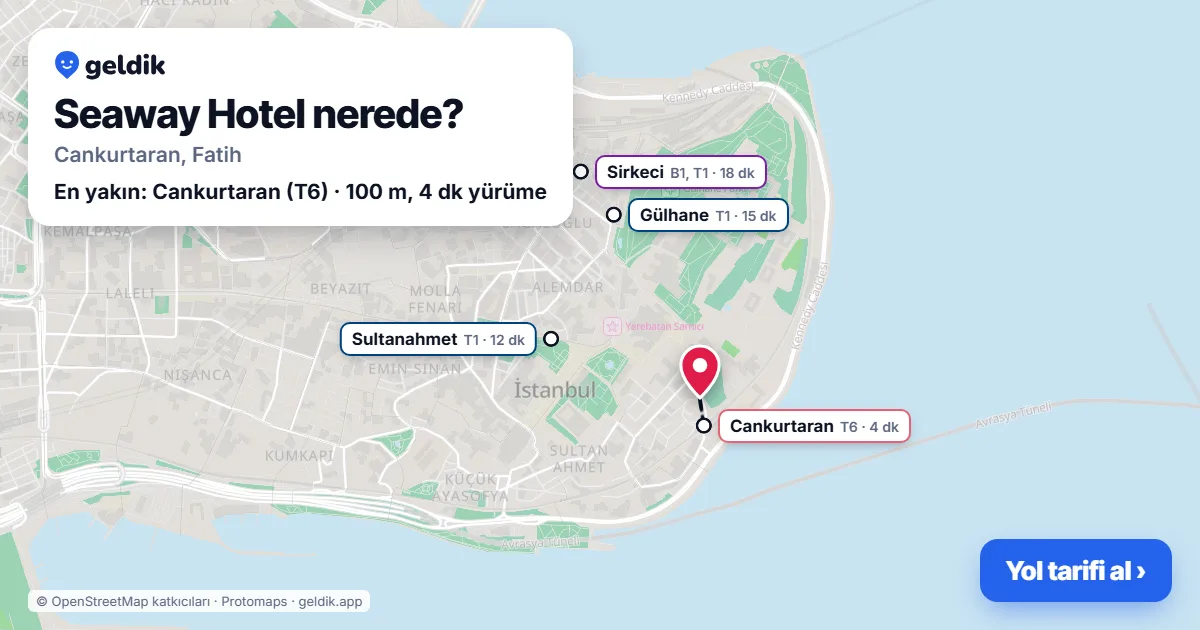 Seaway Hotel nerede: haritada konumu ve en yakın duraklar, yürüme süreleriyle