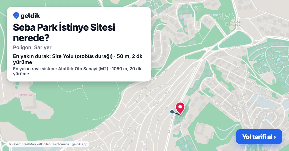 Seba Park İstinye Sitesi nerede: haritada konumu ve en yakın duraklar, yürüme süreleriyle