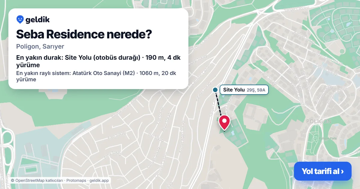 Where is Seba Residence: map with its location and the nearest stops, with walking times