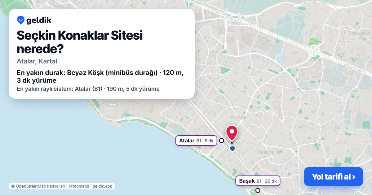 Where is Seçkin Konaklar Sitesi: map with its location and the nearest stops, with walking times