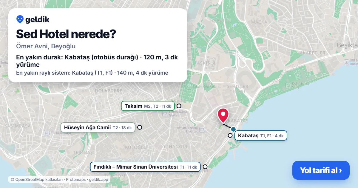 Where is Sed Hotel: map with its location and the nearest stops, with walking times