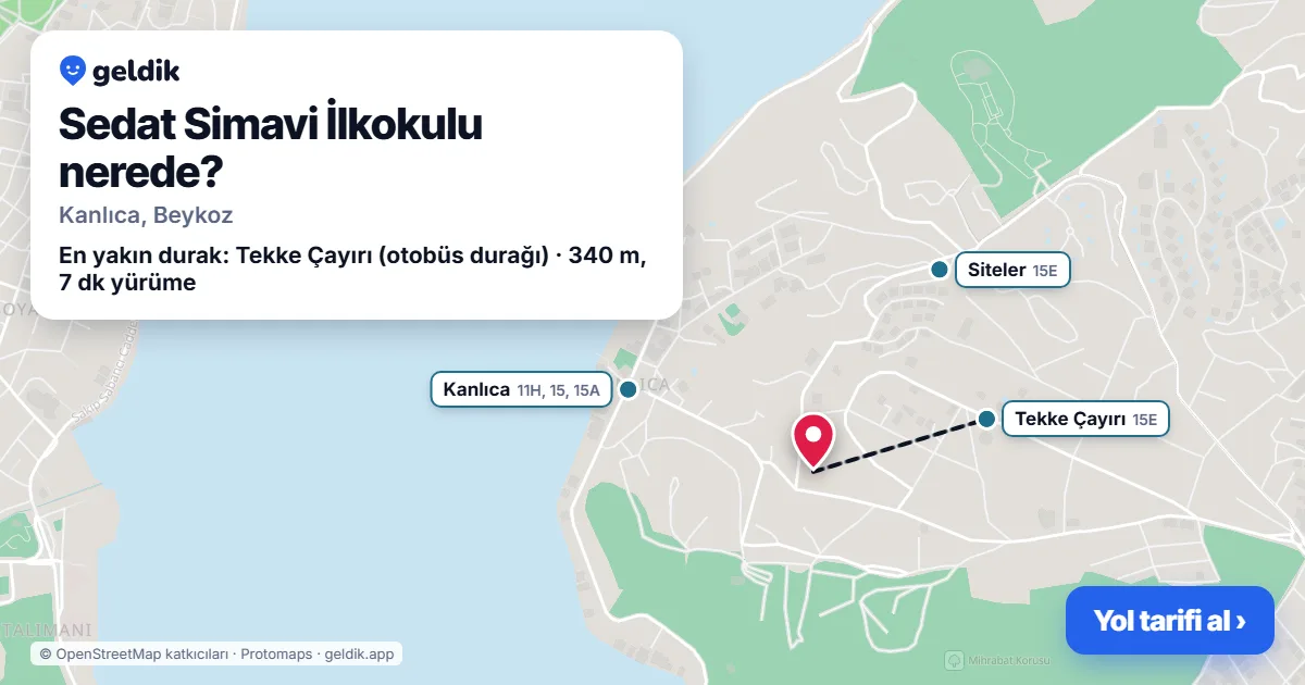 Where is Sedat Simavi İlkokulu: map with its location and the nearest stops, with walking times