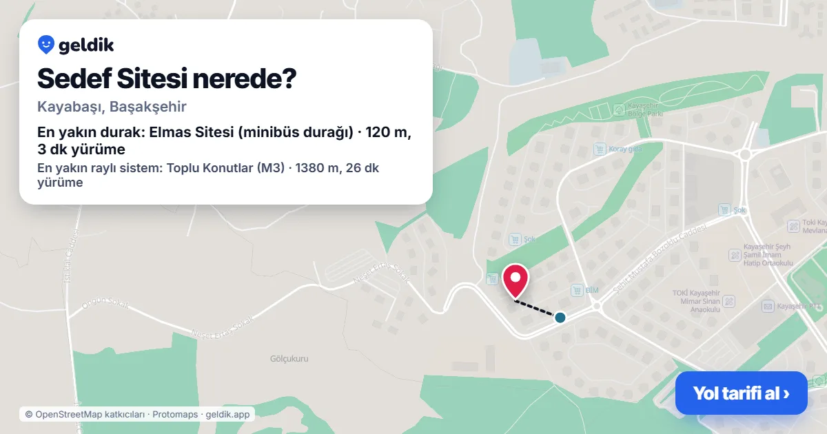 Sedef Sitesi nerede: haritada konumu ve en yakın duraklar, yürüme süreleriyle