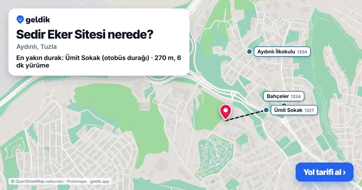 Sedir Eker Sitesi nerede: haritada konumu ve en yakın duraklar, yürüme süreleriyle