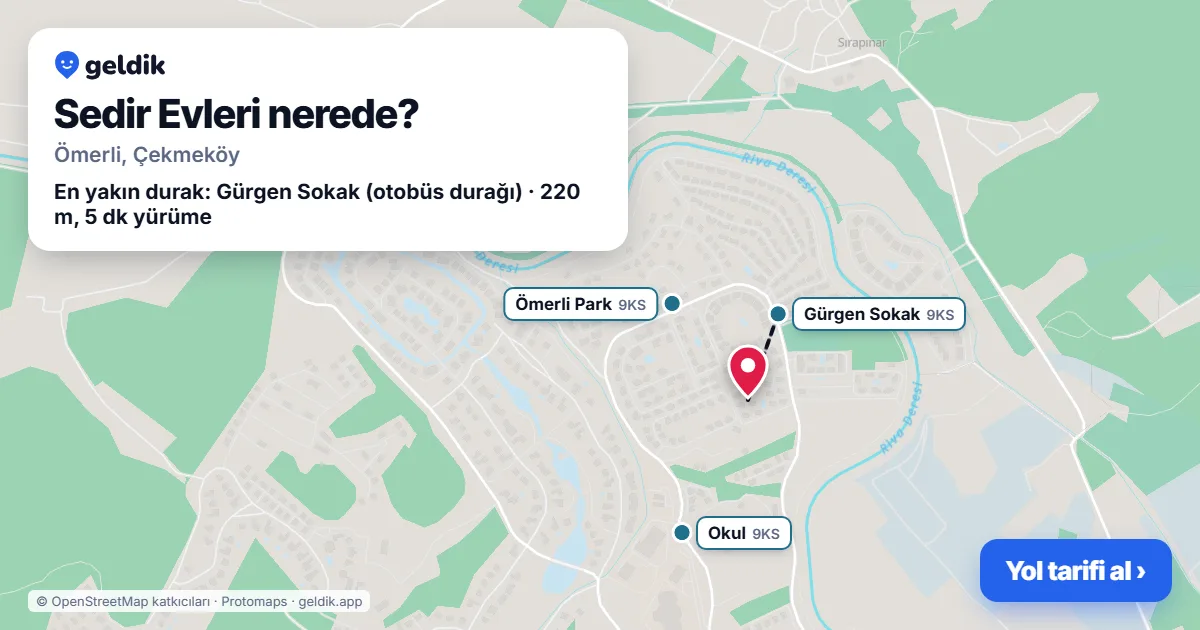 Where is Sedir Evleri: map with its location and the nearest stops, with walking times