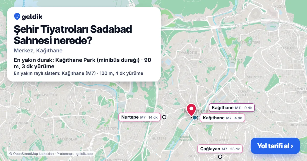Şehir Tiyatroları Sadabad Sahnesi nerede: haritada konumu ve en yakın duraklar, yürüme süreleriyle