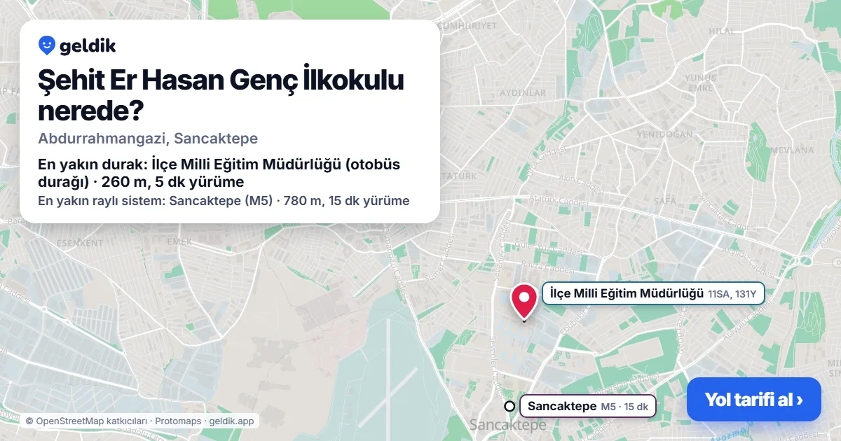 Where is Şehit Er Hasan Genç İlkokulu: map with its location and the nearest stops, with walking times