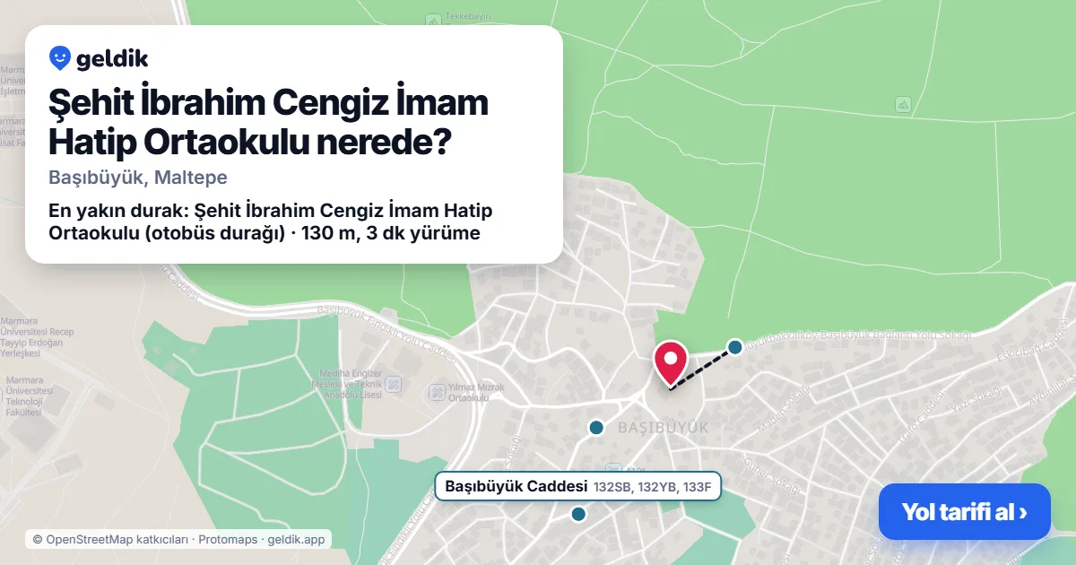 Where is Şehit İbrahim Cengiz İmam Hatip Ortaokulu: map with its location and the nearest stops, with walking times