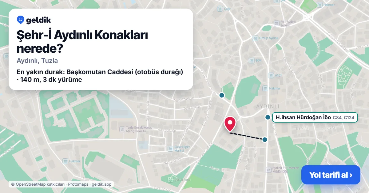 Where is Şehr-İ Aydınlı Konakları: map with its location and the nearest stops, with walking times