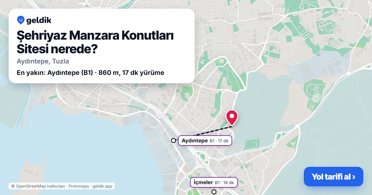 Where is Şehriyaz Manzara Konutları Sitesi: map with its location and the nearest stops, with walking times