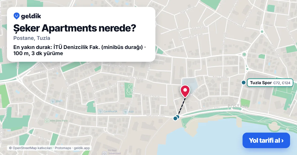 Where is Șeker Apartments: map with its location and the nearest stops, with walking times