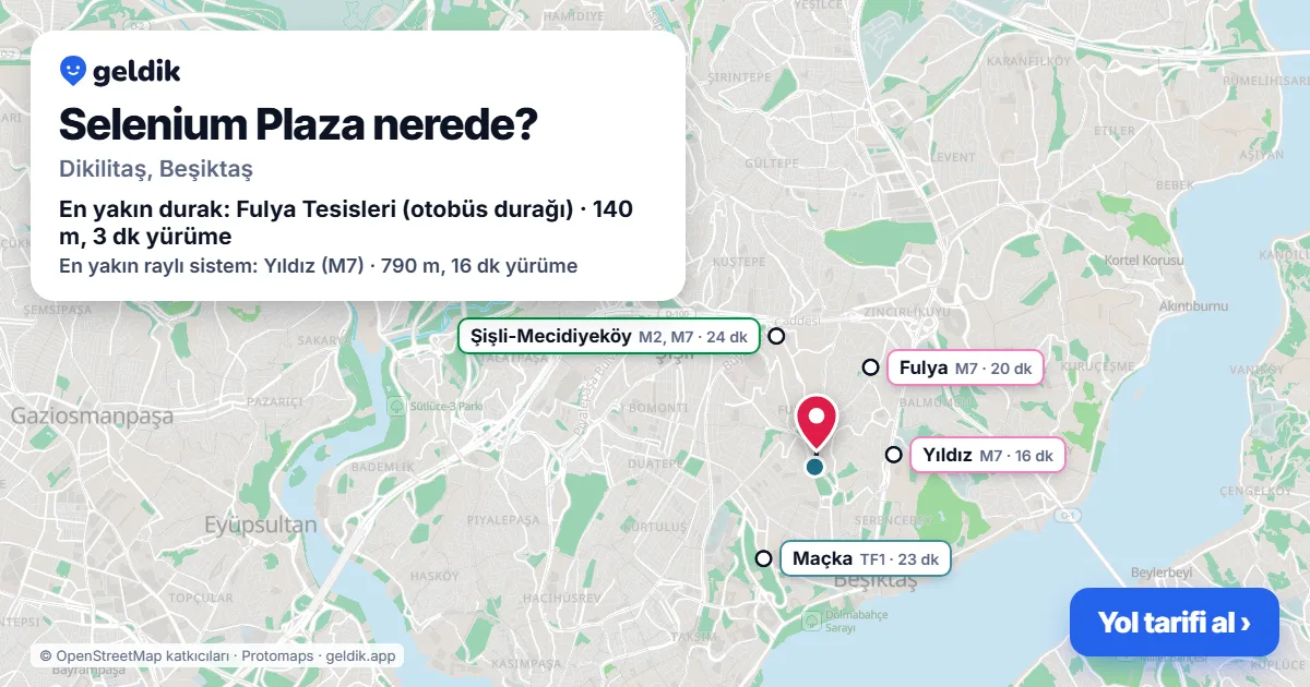 Selenium Plaza nerede: haritada konumu ve en yakın duraklar, yürüme süreleriyle