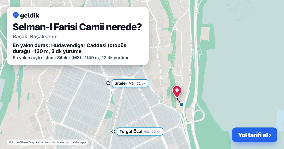 Where is Selman-I Farisi Camii: map with its location and the nearest stops, with walking times