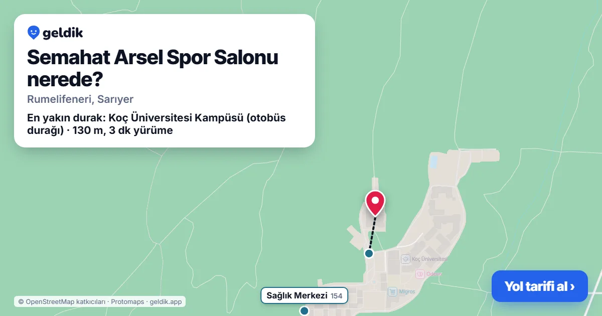 Semahat Arsel Spor Salonu nerede: haritada konumu ve en yakın duraklar, yürüme süreleriyle