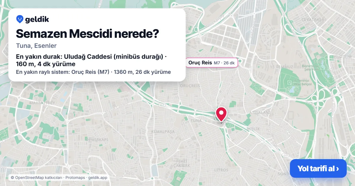 Where is Semazen Mescidi: map with its location and the nearest stops, with walking times