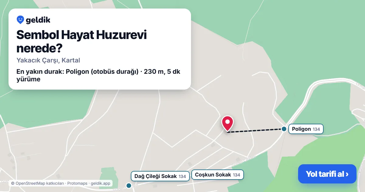 Where is Sembol Hayat Huzurevi: map with its location and the nearest stops, with walking times