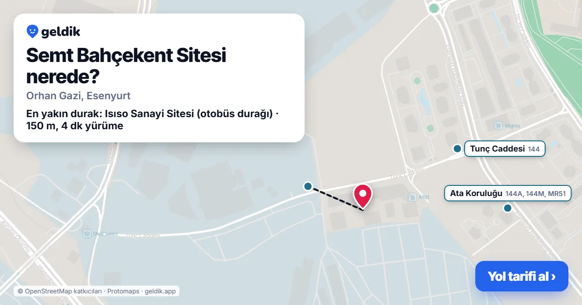 Where is Semt Bahçekent Sitesi: map with its location and the nearest stops, with walking times
