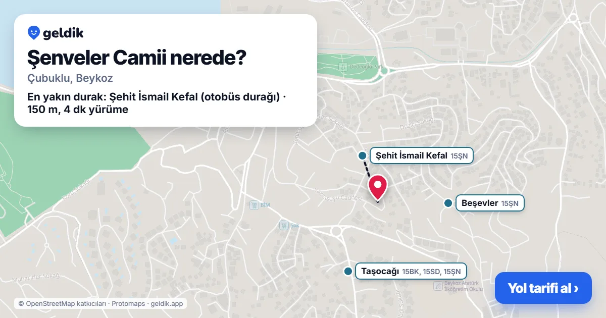 Şenveler Camii nerede: haritada konumu ve en yakın duraklar, yürüme süreleriyle