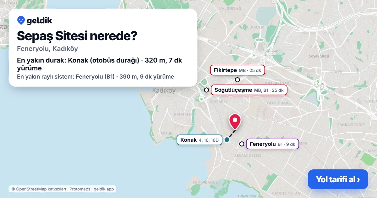 Sepaş Sitesi nerede: haritada konumu ve en yakın duraklar, yürüme süreleriyle