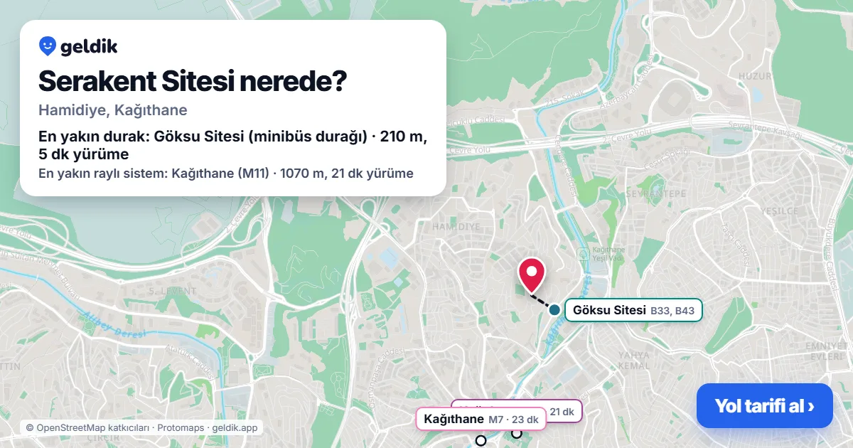 Serakent Sitesi nerede: haritada konumu ve en yakın duraklar, yürüme süreleriyle