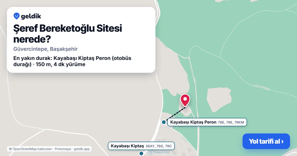 Şeref Bereketoğlu Sitesi nerede: haritada konumu ve en yakın duraklar, yürüme süreleriyle