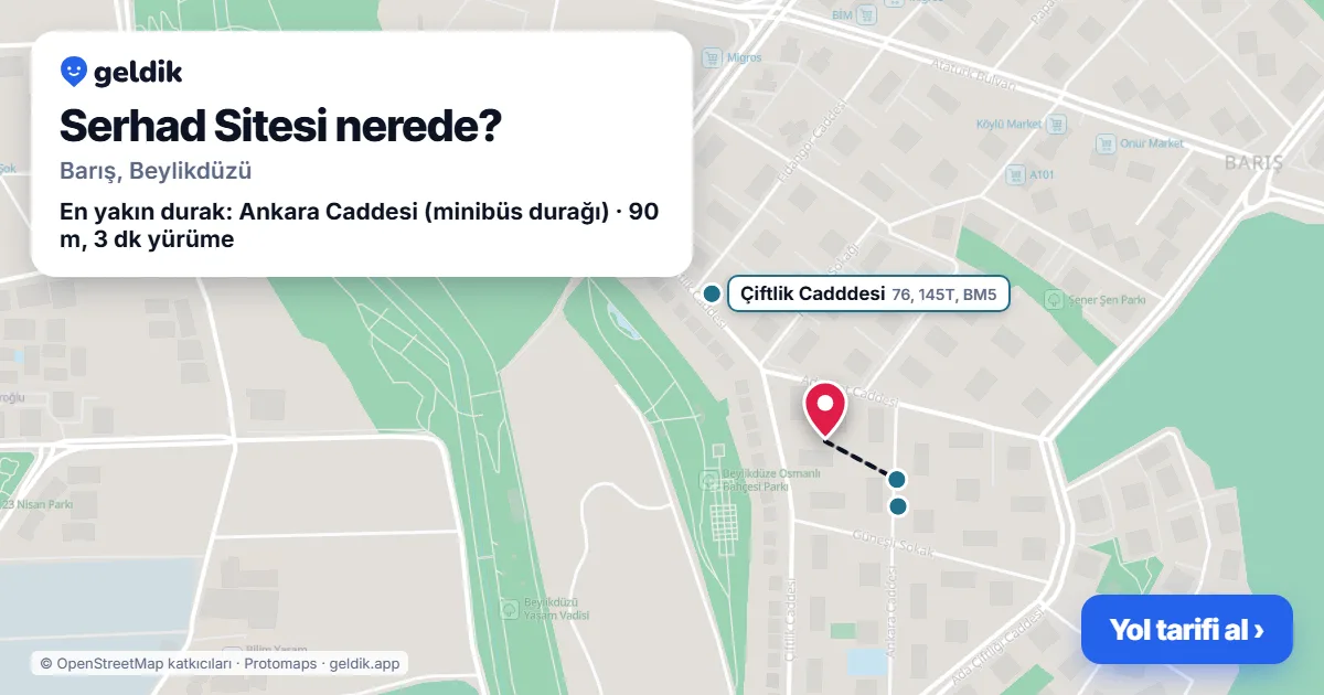 Where is Serhad Sitesi: map with its location and the nearest stops, with walking times