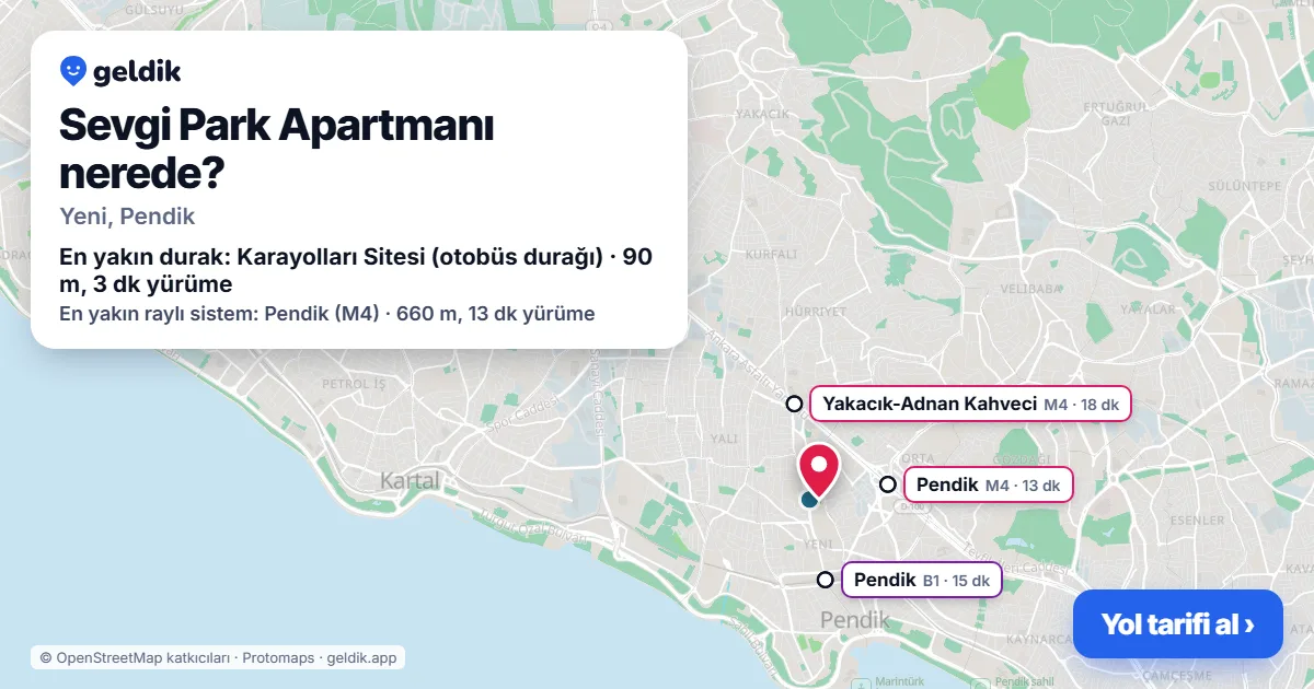 Where is Sevgi Park Apartmanı: map with its location and the nearest stops, with walking times