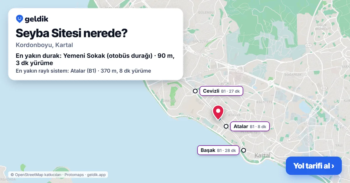 Seyba Sitesi nerede: haritada konumu ve en yakın duraklar, yürüme süreleriyle