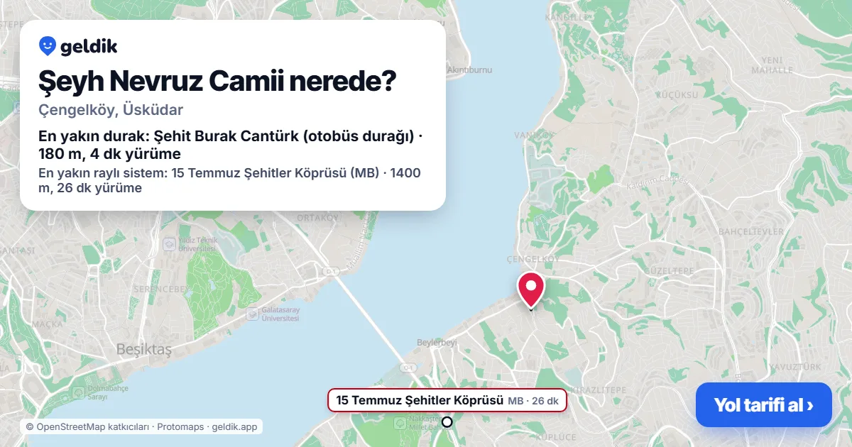 Şeyh Nevruz Camii nerede: haritada konumu ve en yakın duraklar, yürüme süreleriyle