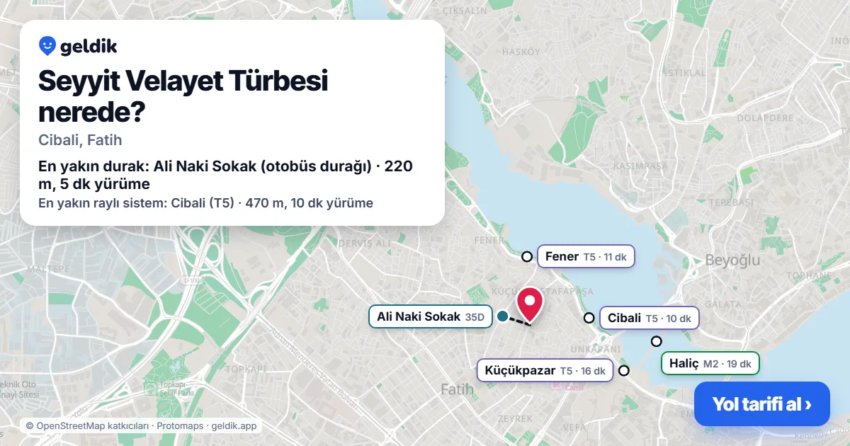 Seyyit Velayet Türbesi nerede: haritada konumu ve en yakın duraklar, yürüme süreleriyle