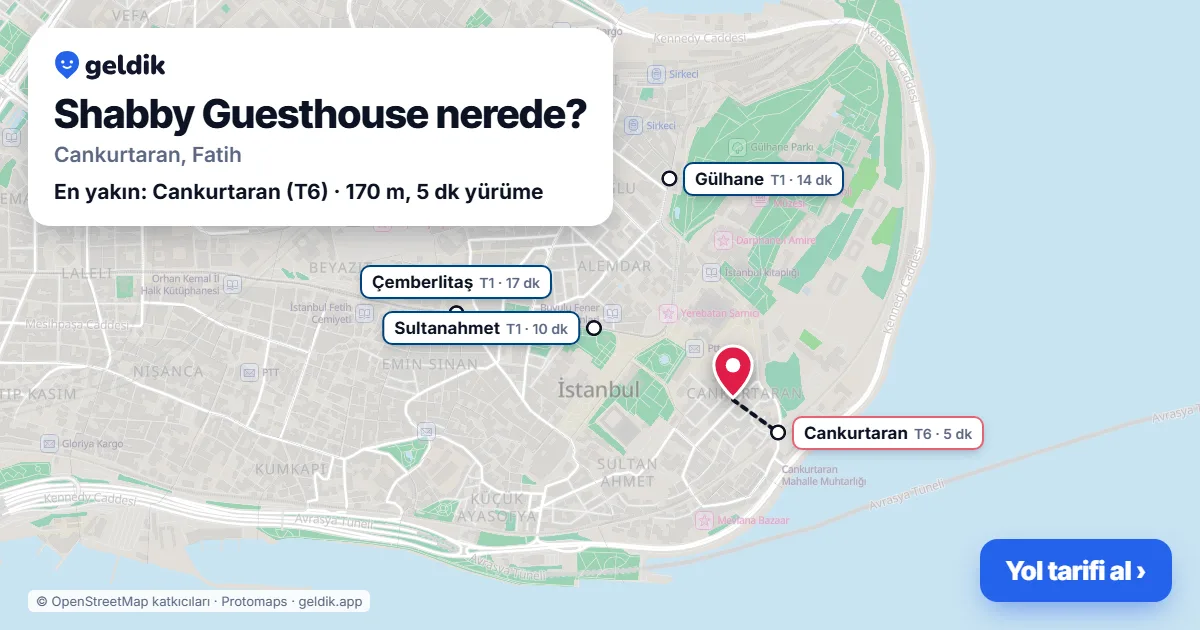 Shabby Guesthouse nerede: haritada konumu ve en yakın duraklar, yürüme süreleriyle