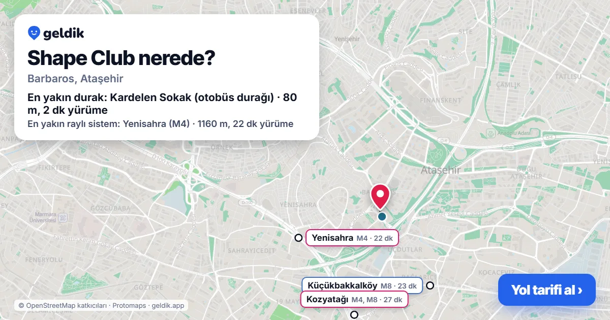 Where is Shape Club: map with its location and the nearest stops, with walking times
