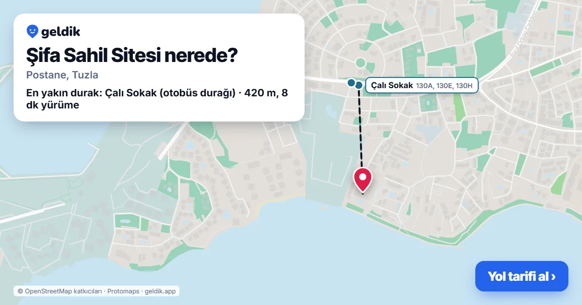 Where is Şifa Sahil Sitesi: map with its location and the nearest stops, with walking times