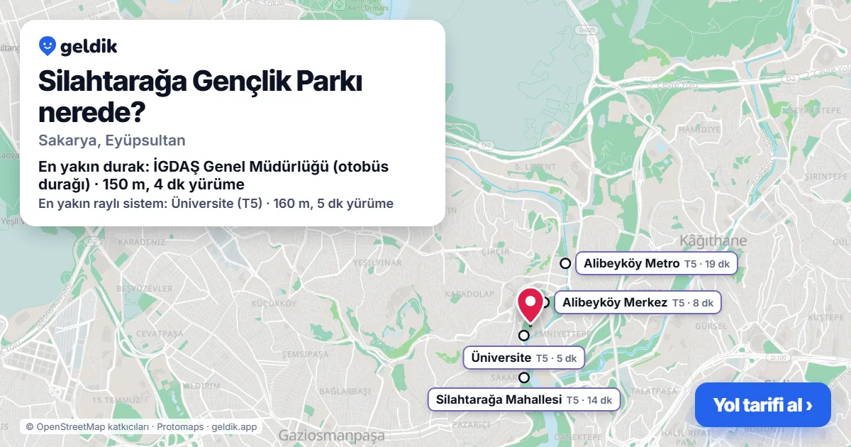 Where is Silahtarağa Youth Park: map with its location and the nearest stops, with walking times