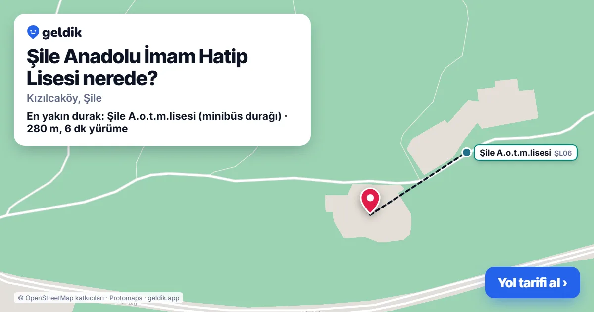 Şile Anadolu İmam Hatip Lisesi nerede: haritada konumu ve en yakın duraklar, yürüme süreleriyle
