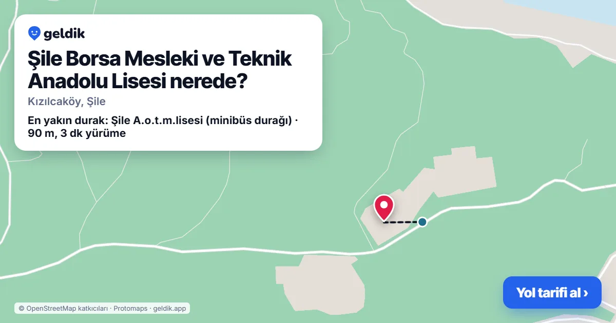 Şile Borsa Mesleki ve Teknik Anadolu Lisesi nerede: haritada konumu ve en yakın duraklar, yürüme süreleriyle