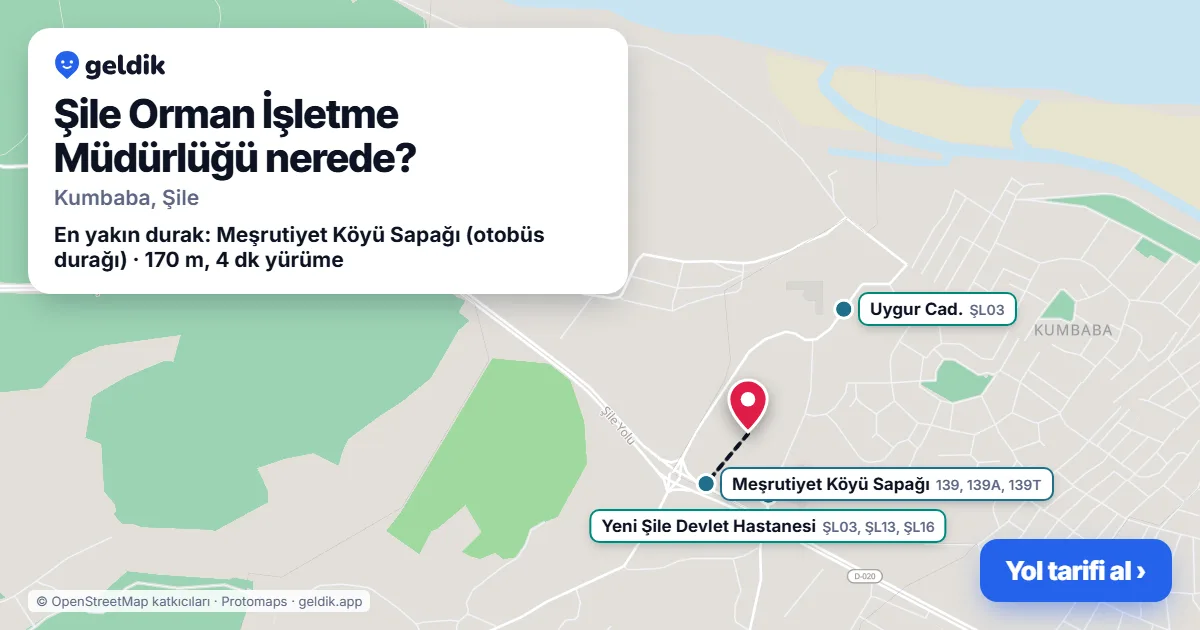 Şile Orman İşletme Müdürlüğü nerede: haritada konumu ve en yakın duraklar, yürüme süreleriyle
