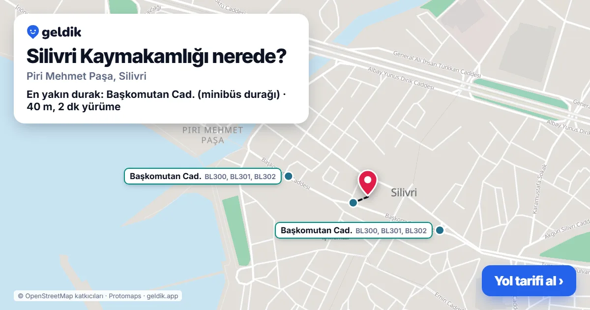 Where is Silivri Kaymakamlığı: map with its location and the nearest stops, with walking times