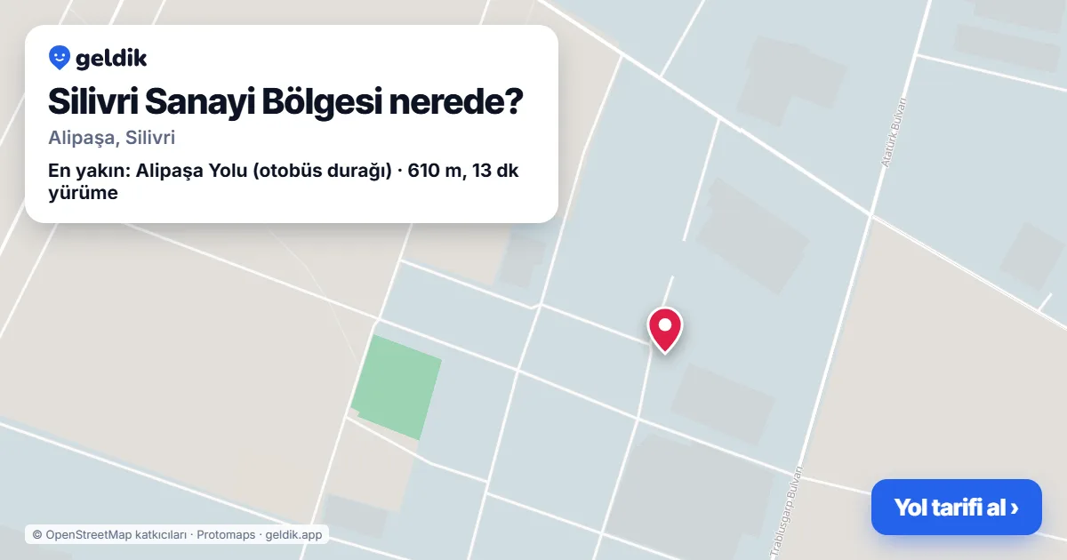 Where is Silivri Sanayi Bölgesi: map with its location and the nearest stops, with walking times