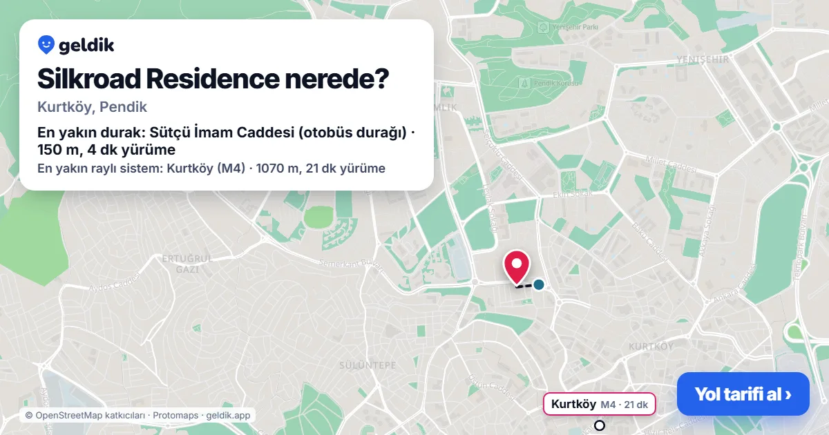 Where is Silkroad Residence: map with its location and the nearest stops, with walking times