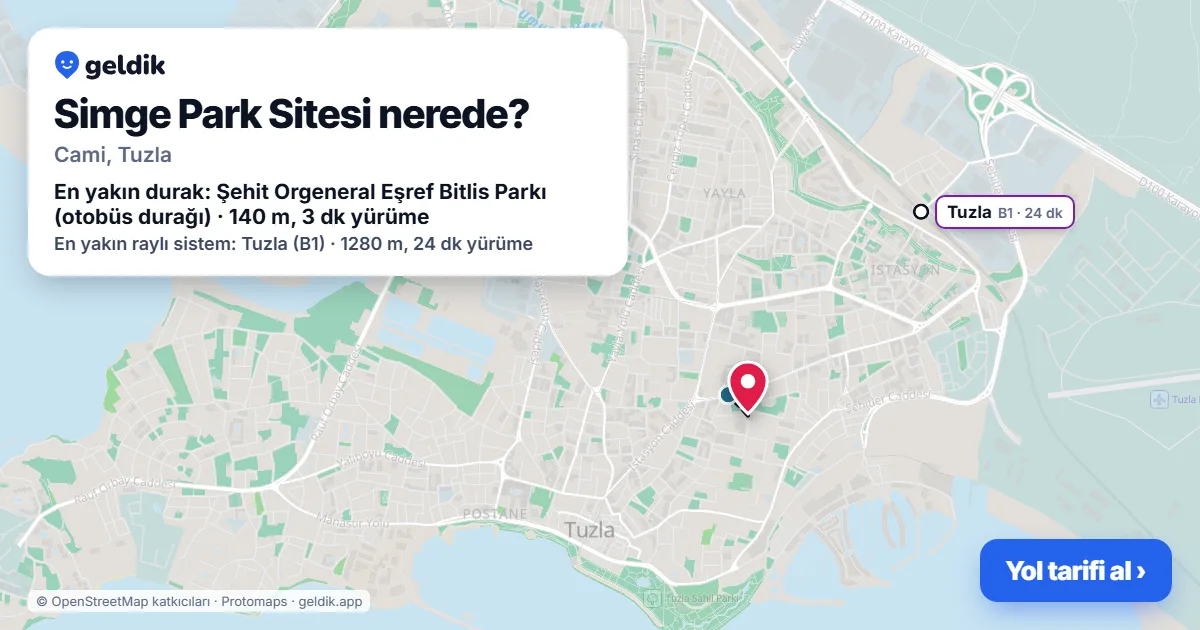 Where is Simge Park Sitesi: map with its location and the nearest stops, with walking times
